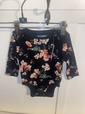 BNWT Old Navy Black Long Sleeve Floral Print Bodysuit 0-3M