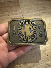 Vintage Farmer Belt Buckle Hy-Capacity Collector Patina Humboldt Iowa Farm GIFT