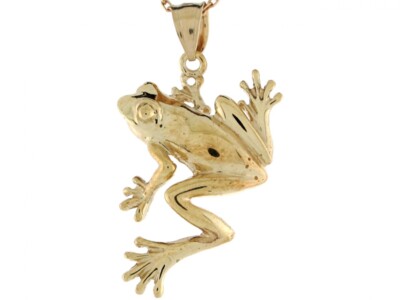 10k oder 14k Echt Gelbgold 3,2cm Glänzend Sprung Frosch Charm Anhänger