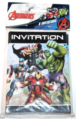 Unique Marvel Avengers Characters Party Invitations w/ Envelopes - 8 Ct