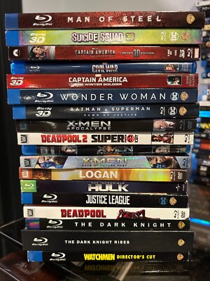 Blu Ray 18 DVD DC Marvel Used SUPERMAN Batman DEADPOOL Hulk XMEN Captain America