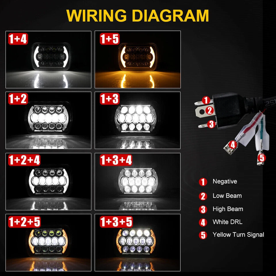 For Isuzu Pickup 1984-1995 2pcs 7x6'' Led Headlights High-Low Beam DRL DOT New S - Image 4 of 4