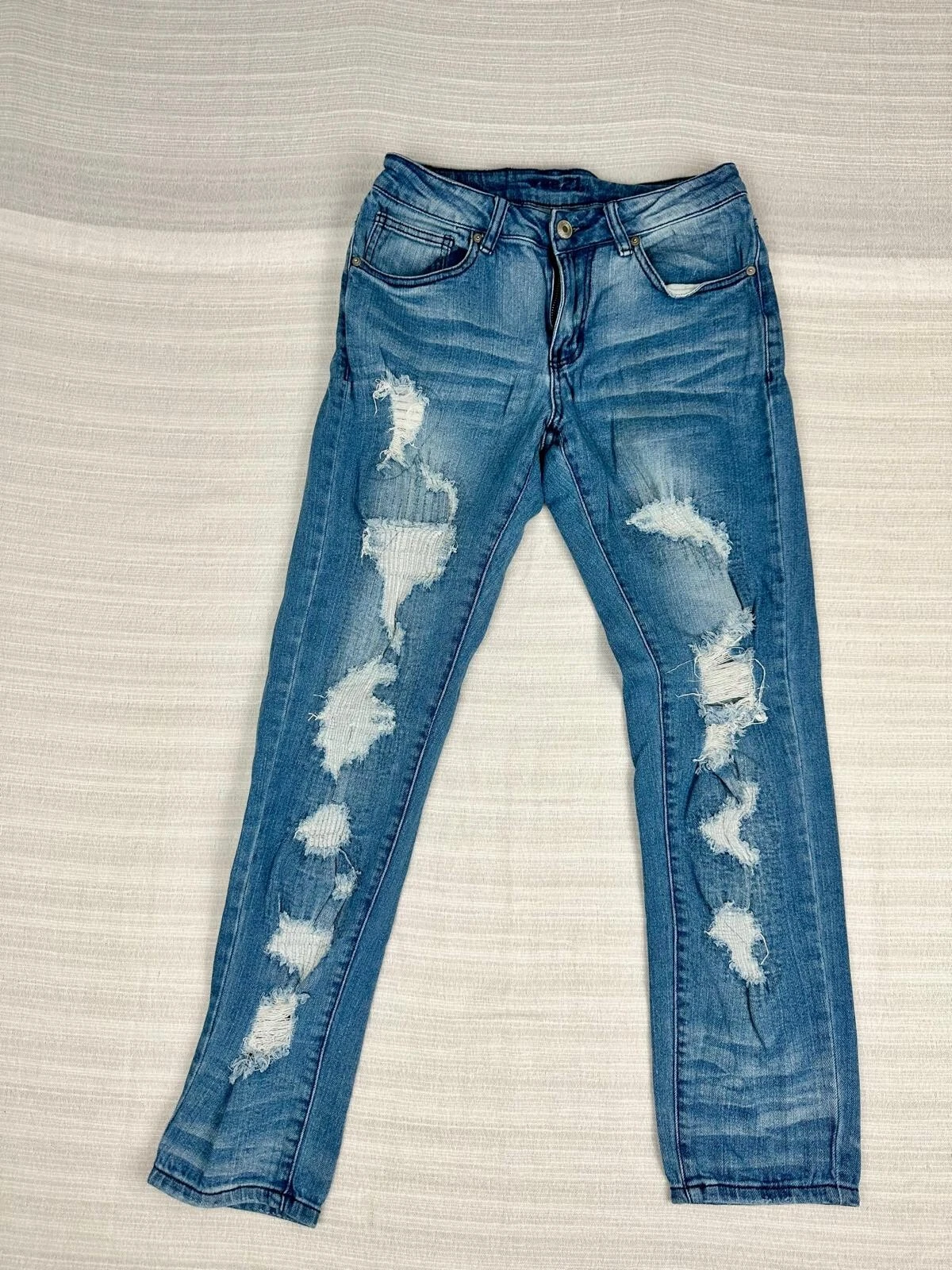 RUE 21 Homme Skinny Arc Supreme Flex 28/30 Bleu Distressed