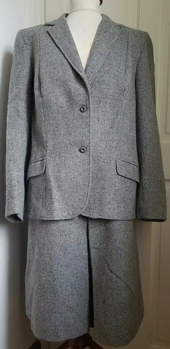 vintage grey wool tweed box pleat skirt 