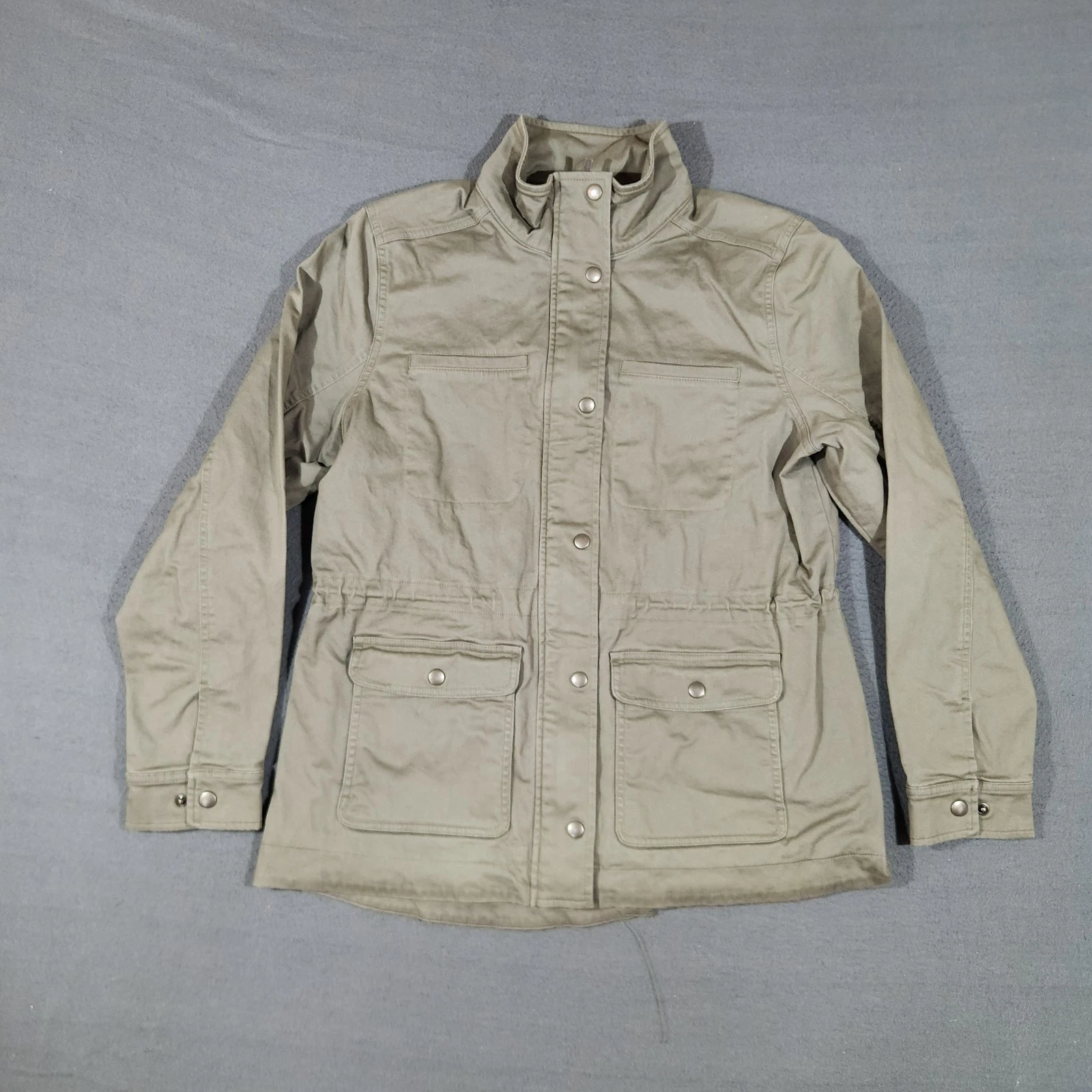 LL BEAN Jacket Women Medium Utility Field Chore Barn Coat Flannel Lined BeanFlex