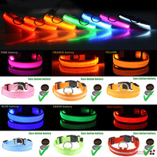 LED Dog Collar Adjustable USB Rechargeable Light Up Safety Waterproof Pets