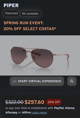 Costa Del Mar Sunglasses Piper Satin Rose Gold with Rose  display picture 2