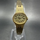 Seiko Watch Women 17mm Gold Dial Gold Tone Oval 1400-7389 New Battery Vintage AP