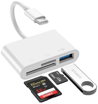 USB C SD/TF Card Reader Type-C Camera Adapter - 3 in 1 USB C to TF/SD/USB Dis...