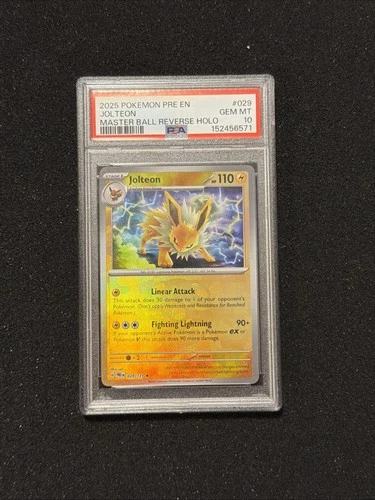 2025 Pokemon Prismatic Evolutions Jolteon Reverse Master Ball #029/131 PSA 10