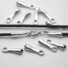 10 end caps for leather straps antique silver DIY jewelry chains accessories zm105