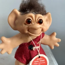Vintage Thomas Dam Thing Troll Doll Green Outfit Good Luck Mascot 1960's