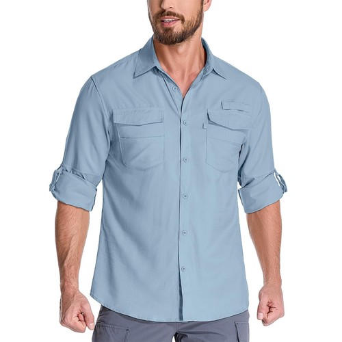 Fishing Shirts for Men, Sun Protection Long Sleeve Hiking Outdoor UV Shirt Qu...