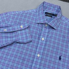 POLO RALPH LAUREN Classic Fit Button Down Shirt Mens Large Blue Pink Plaid Pony