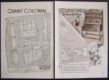 Colonial Cape Cod Cupboard Kitchen Hutch 1936 vintage How-To build PLANS