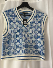 maje Damen Pullunder-Pullover Gr. 1 blau/wei�...