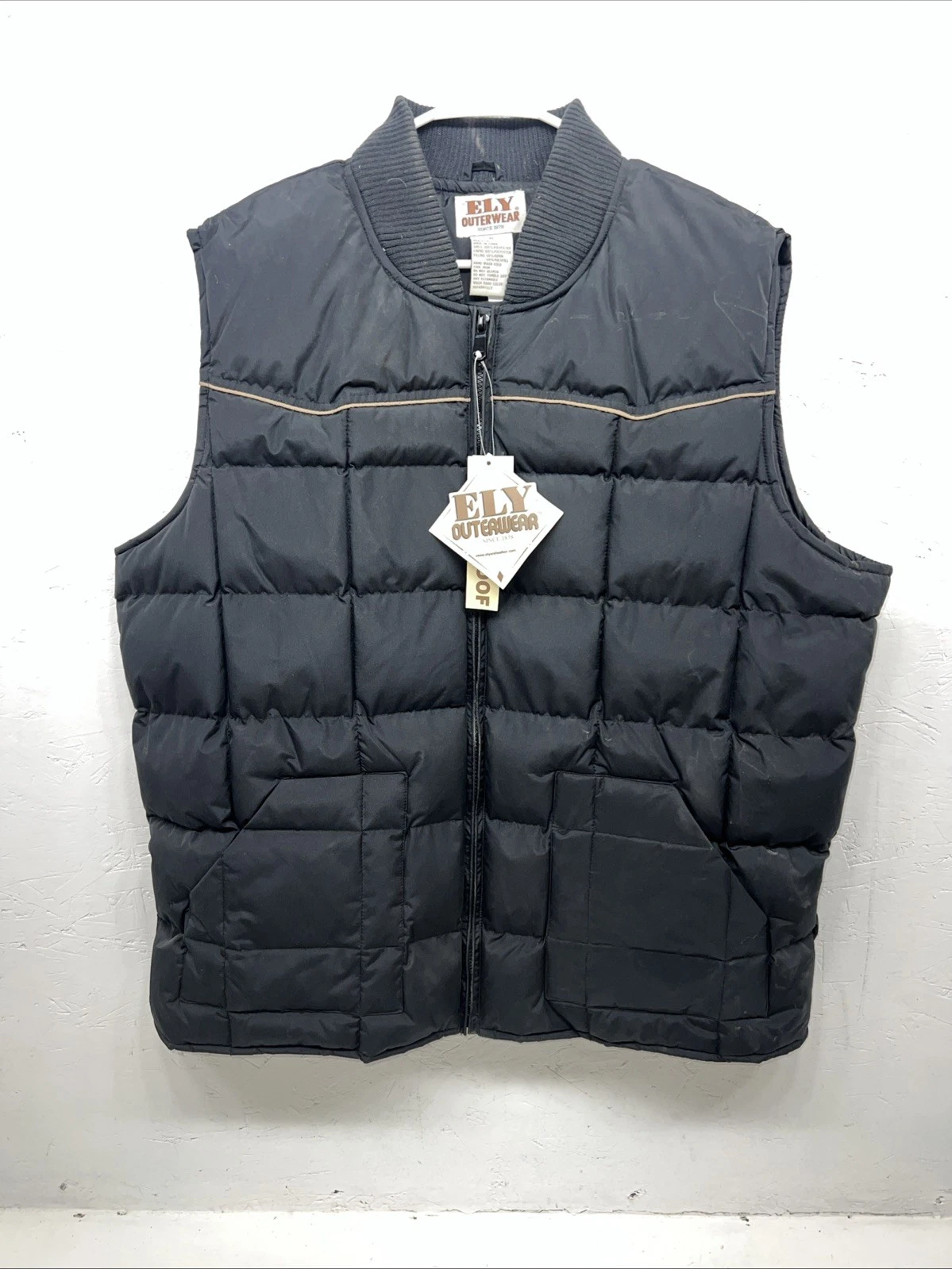 New Men ELY Cattleman XL Black Puffer Vest #241120 LLL-44