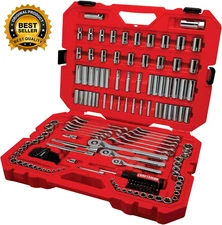159 Piece Standard SAE and Metric Chrome Mechanics Tool Set with Hard Case
