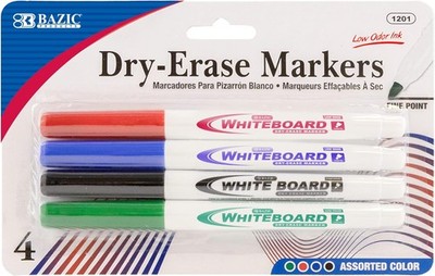 BAZIC Assorted Color Fine Tip Dry-Erase Marker