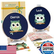 Bradove Owl Embroidery Kit for Beginners Adults Kids - Complete Craft Set