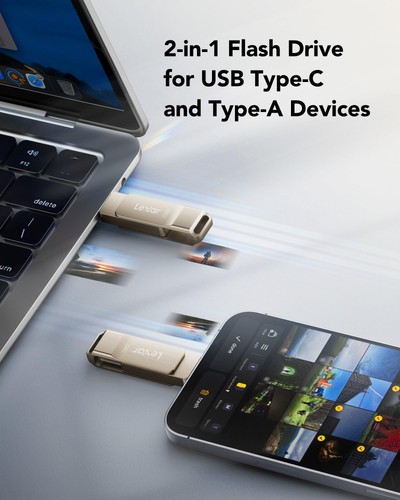 Lexar D40E 256GB Dual USB 3.2 Gen 1 Type-C Jump Drive USB-C Flash Metal Housi... - 第 3/8 張圖片