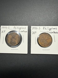 Lot Of 2 1944-S Philippines 1 Centavos / XF
