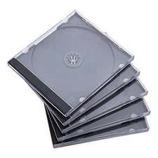  10.4 mm Standard Single Clear CD Jewel Case with Assembled Black Tray, 25 Pack 