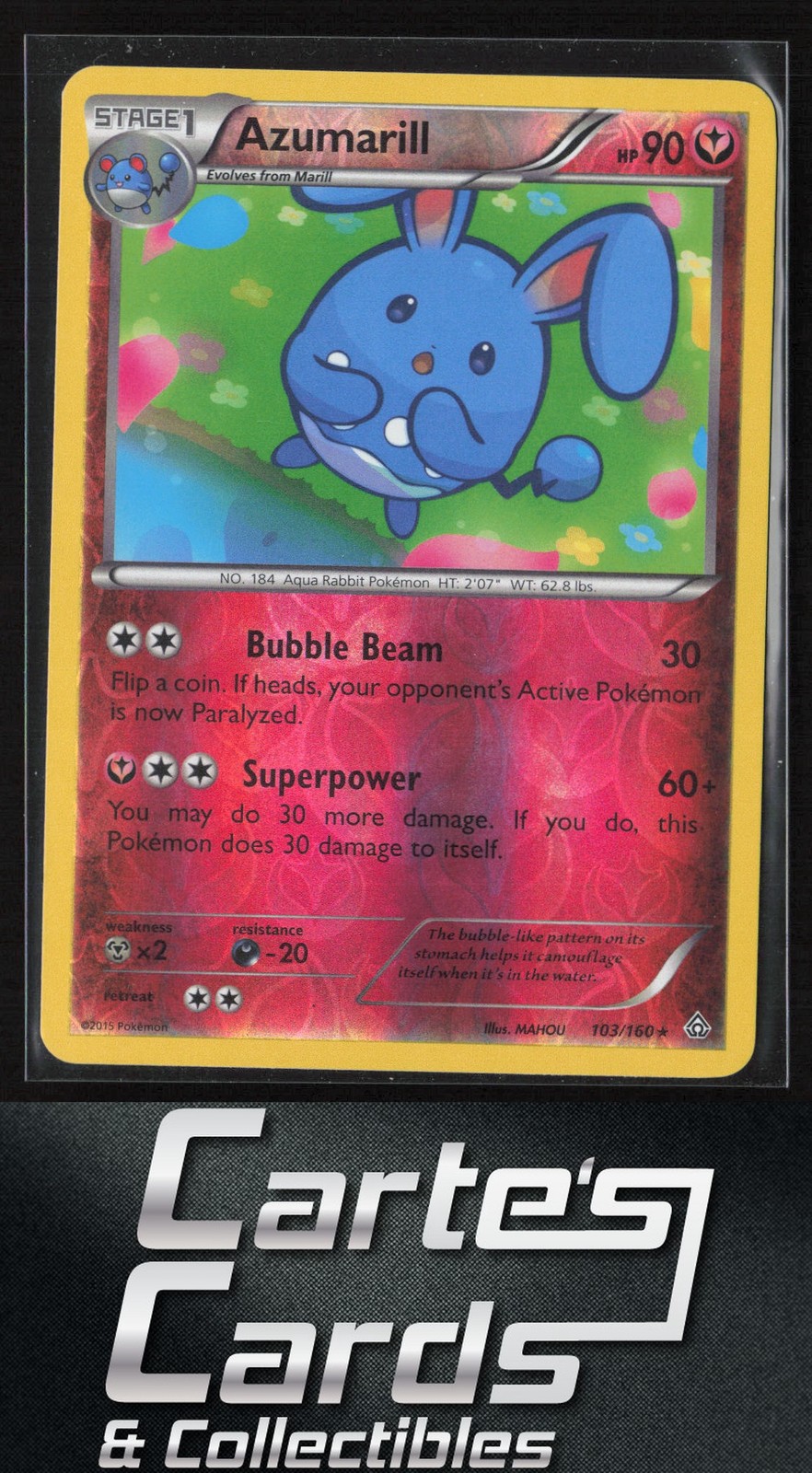 Azumarill 2015 Pokemon XY - Primal Clash #103/160 Reverse Holo Rare