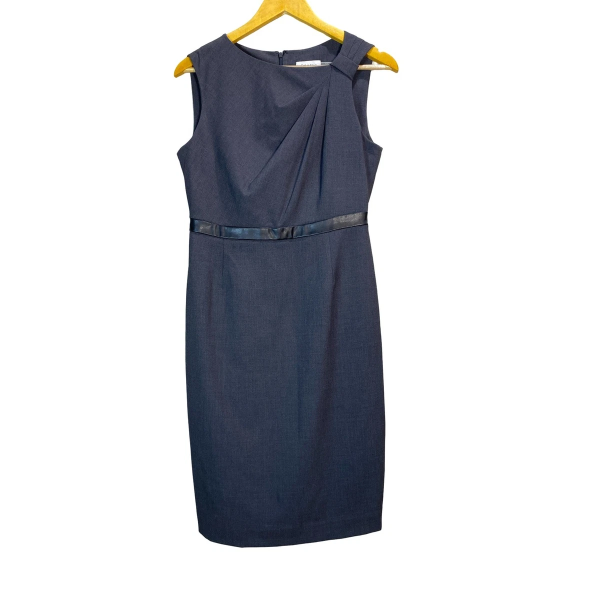 solid faux-leather tie-waist sheath dress Faux Leather Tie Detail Dress