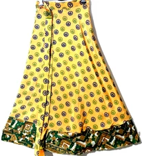 Incredible-art Vintage Silk Sari Magic Wrap Skirt Reversible Double Layer skirt,