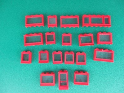 Lego 18-teilig Hausbau Fenster und Türen Set Rahmen rot (260426M)