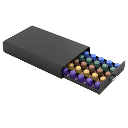 Cassetto Porta Capsule Da 72 Pezzi, Organizer Per Conservare Capsule Caffe Cassetto Capsule Distributore Capsule Porta Capsule In Metallo Nero 71592525