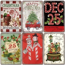 Christmas Cakes Music Box Christmas Tree Tin Metal Signs Home Décor 8x12 