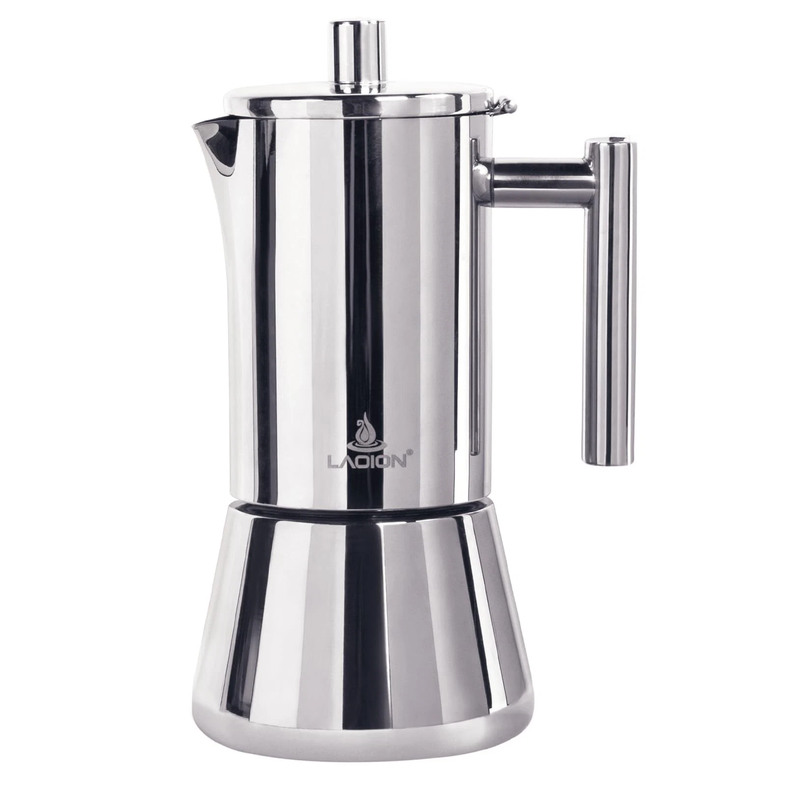LAOION Stovetop Espresso Maker, 12Cup 17.5 oz Moka Pot, 12-Cup, Silver