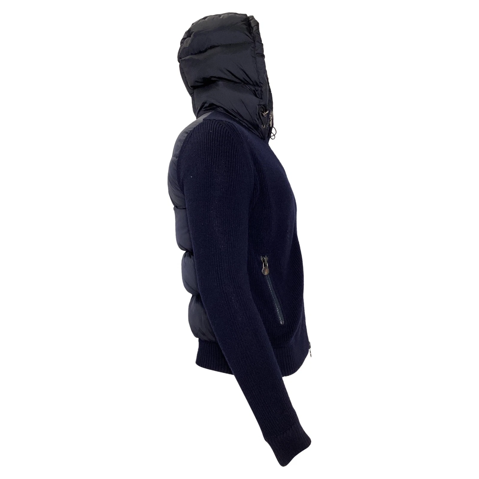 Moncler Felpa con Cappuccio Imbottita Full Zip In Poliammide Uomo Blu Taglia 48