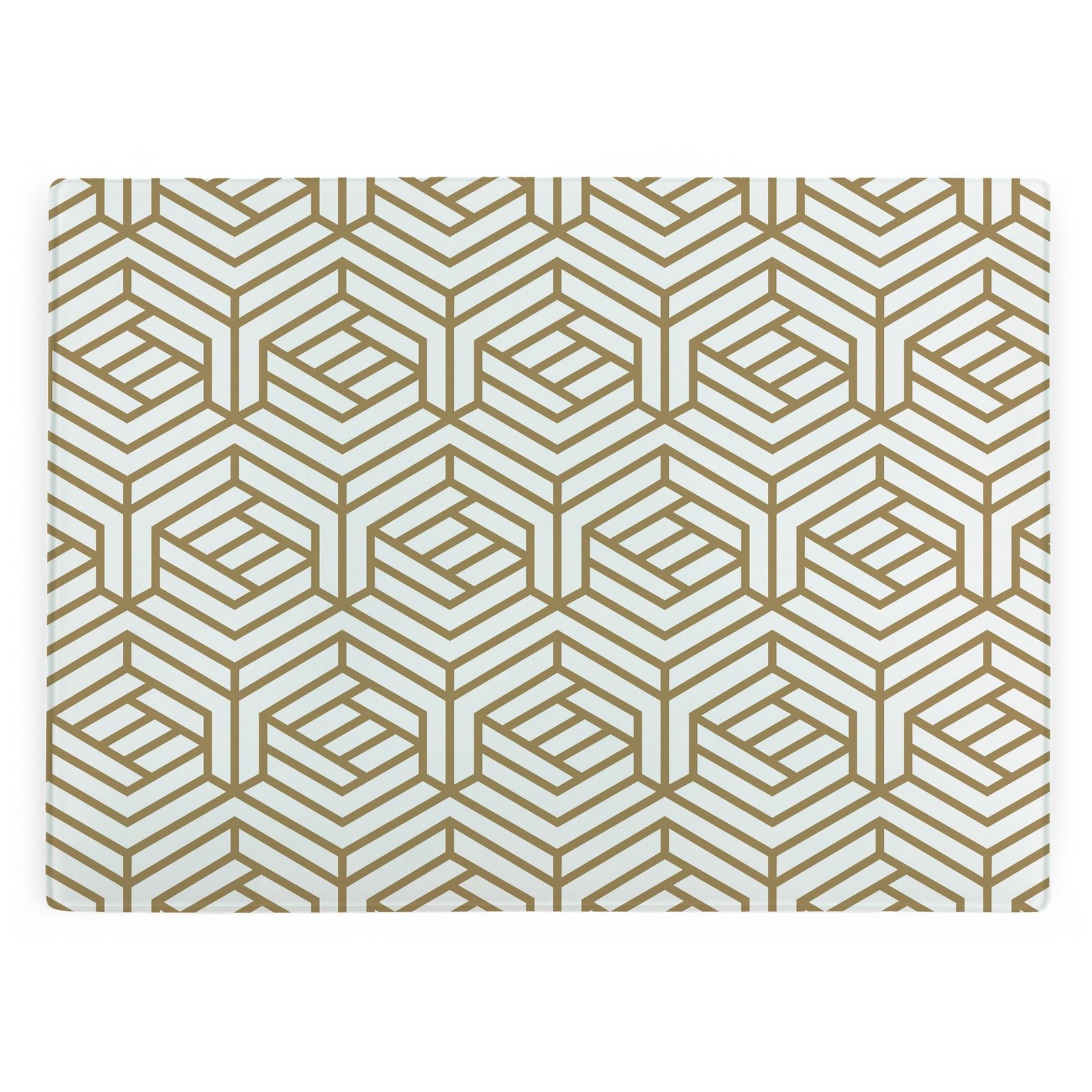 Gold Geometric Large Glass Worktop Protector - Smooth Kitchen Cutting Board Gift