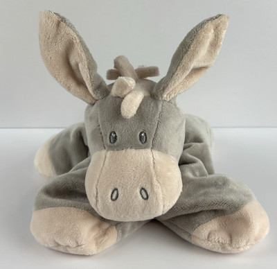 Nattou Donkey Plush Gray Embroidered Sewn Eyes Lovey Baby Toy Polka Dot Bandana