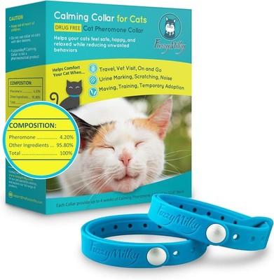 Cat Calming Collars 2025 - Cat Collar Infused with Synthetic Pheromones Blue 2pc
