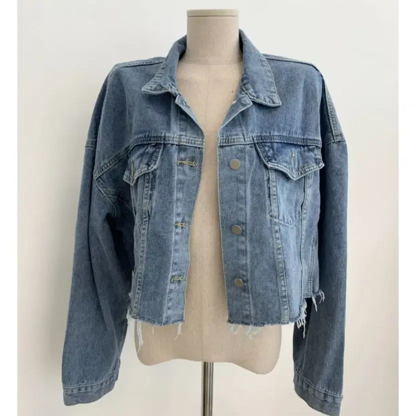 Off-White Cropped Denim Jacket - Women's Outerwear, Worn Once thumbnail 6