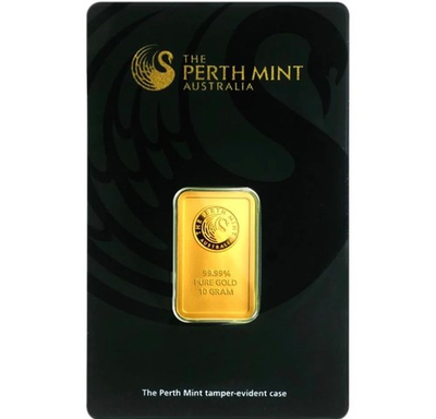 #ad 10 Gram Perth Mint Gold Bar w Assay $1600.00