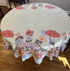 Vintage 70’s Floral BoHo Retro Table Cloth Orange 68.5x71