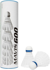 YONEX Mavis 600 Badminton Shuttles - Tube of 6, White