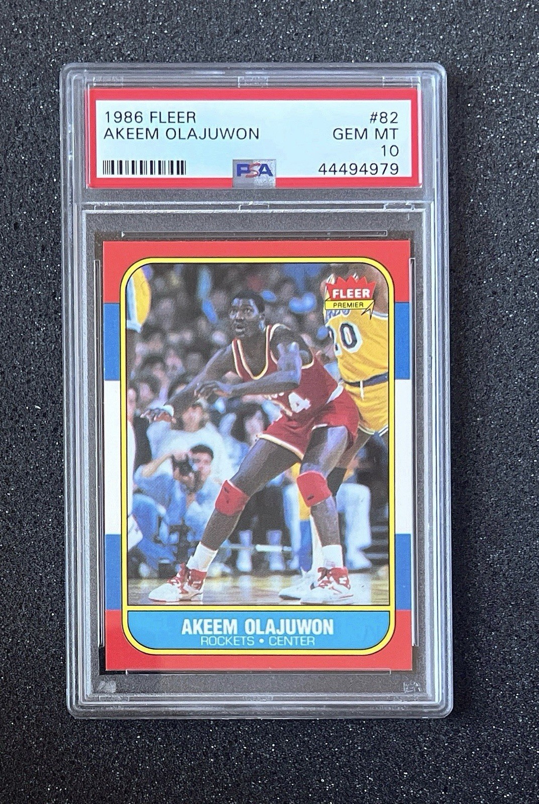 1986 Fleer Basketball- #82 Akeem Olajuwon - PSA 10