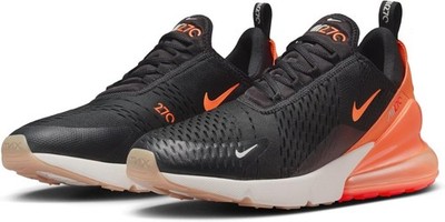Nike Air Max 270 Black Orange Logo Running Sneakers Low Top Shoes