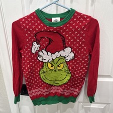 Dr. Seuss Grinch Ugly Christmas Holiday Sweater Long Sleeve Kids Size Medium