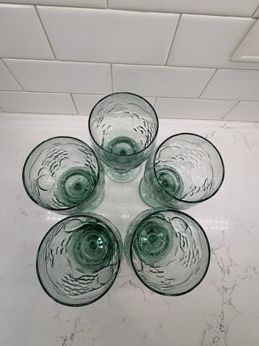 5-Libbey Orchard Fruit Spanish Green, Water Goblet, Glasses, 7" Tall VTG - Picture 13 of 17
