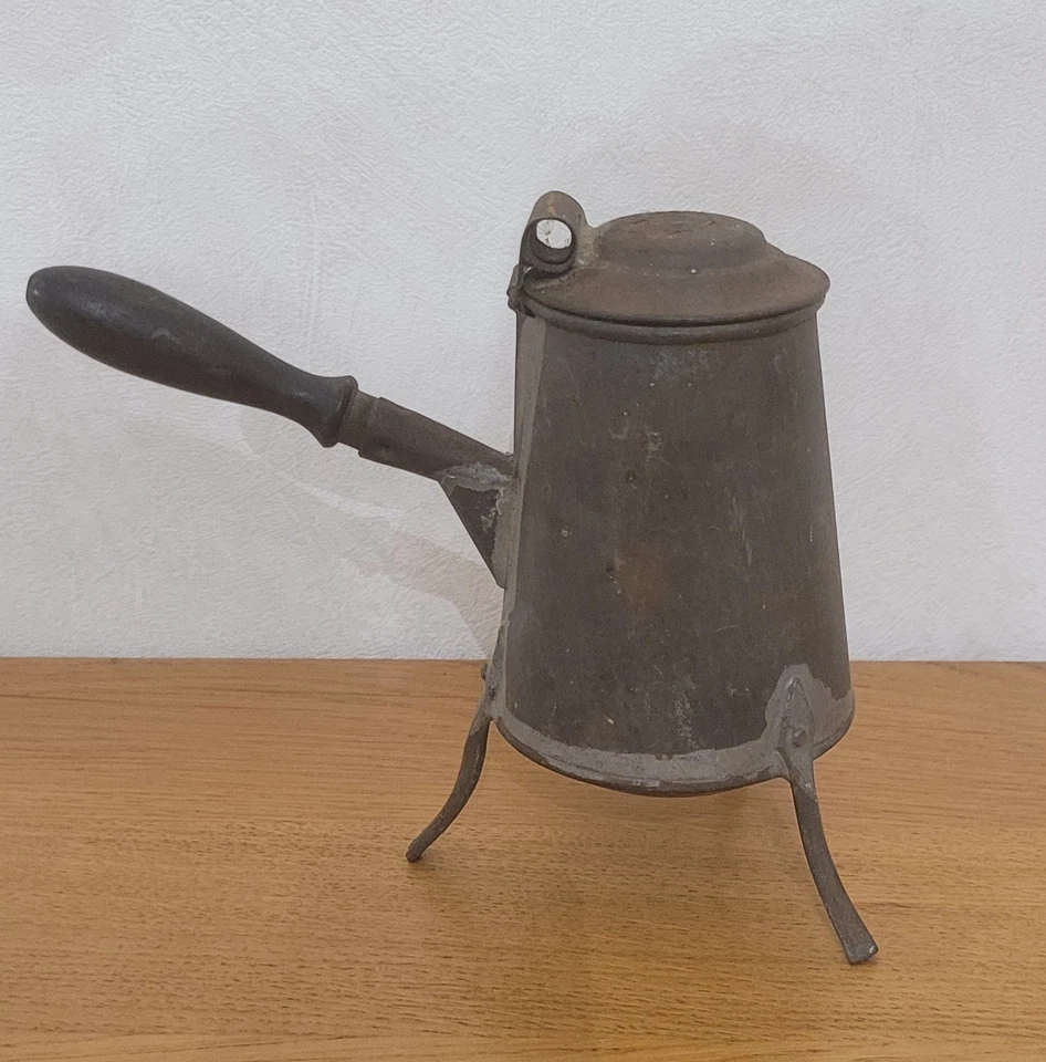 Lot 3 ancienne chocolatière métal fer bois / chocolat théière cafetière thé café - Photo 3/4
