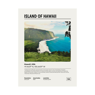 Hawaii Poster, Vintage Wall Art Print, Travel Gift Idea, Home Office Dorm Decor