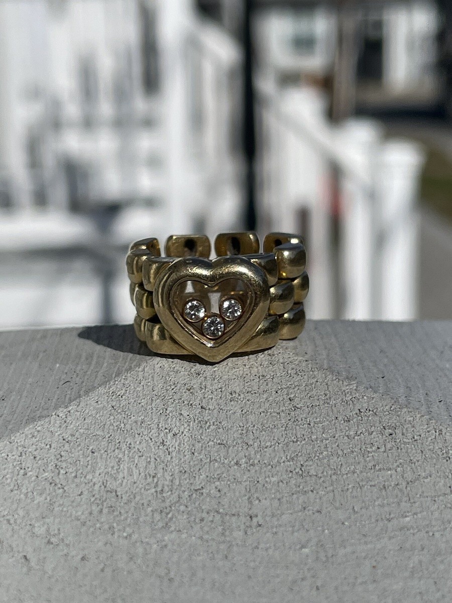 Chopard Happy Diamond Heart Ring 18K Yellow Gold Flexible Chopard Happy Diamond Heart Ring 18K Yellow Gold Flexible