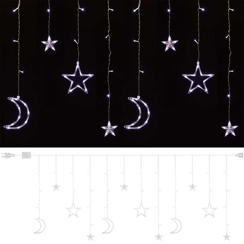 120 LED Star&Moon String Lights Curtain String Light USB Powered Christmas Decor - Picture 14 of 15